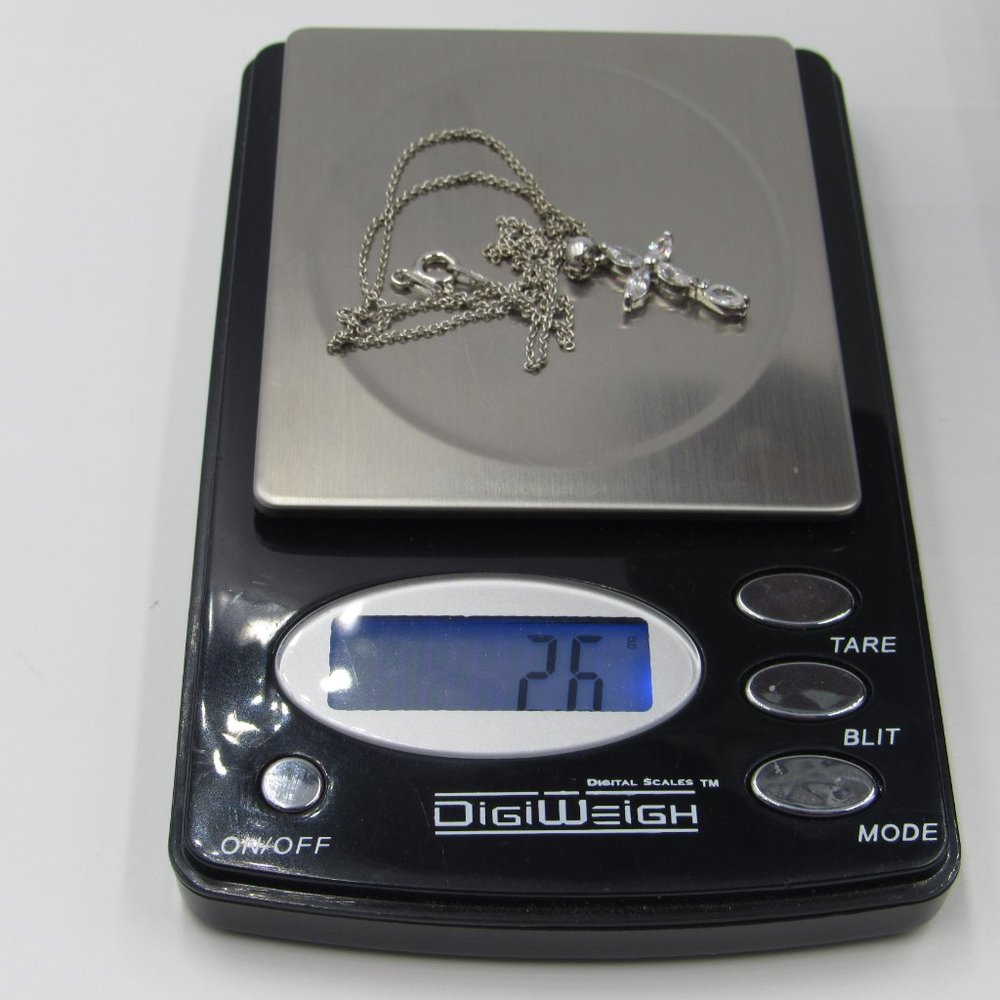 16" Sterling Silver Cubic Zirconia Cross Necklace - Picture 6 of 6